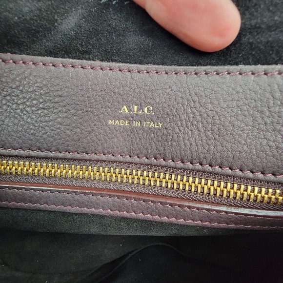 ALC Womens Single Strap Suede Leather Flap Medium Shoulder Handbag Purple - Picture 7 of 10